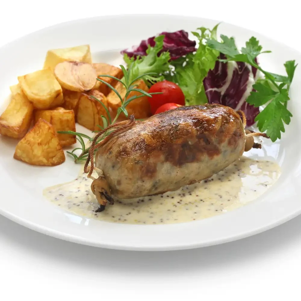 Andouillettes de porc pomme de terre oignons